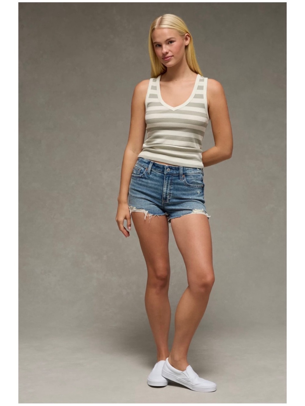 American Eagle Women’s Sz 10 High Rise Shortie Shorts Stretch Denim